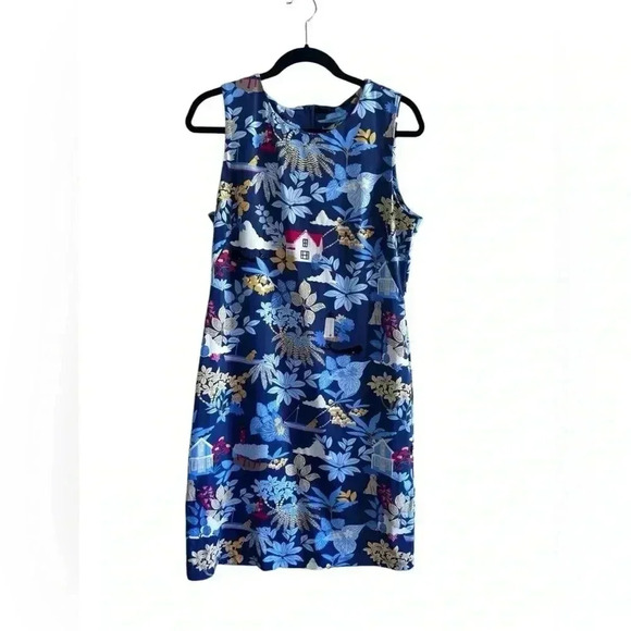 J.McLaughlin Sophia Print Knit Crew Neck Sleeveless Sheath Dress Size L - Picture 10 of 13